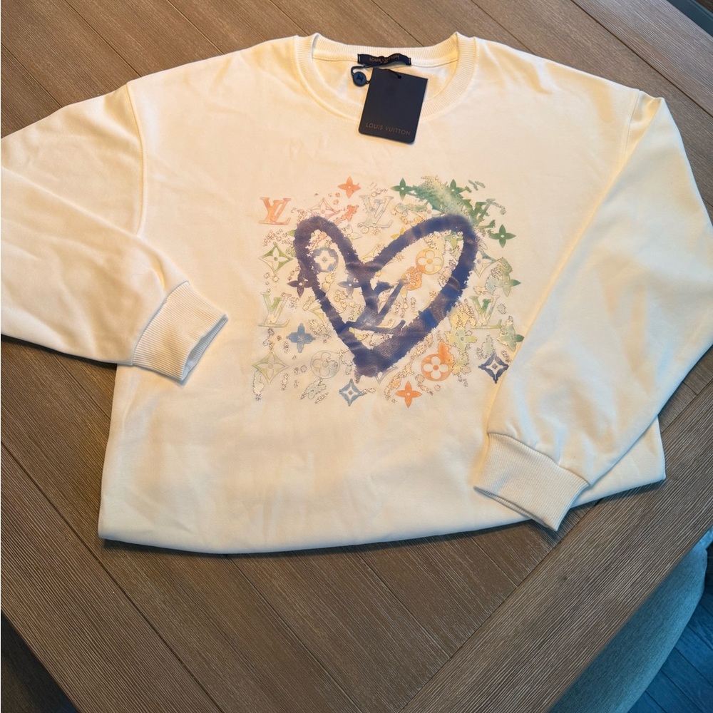 Louis Vuitton Ivory Top with Navy Heart Motif